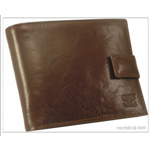 Portefeuille cuir avec languette pour homme - Dimension (L x h)  : 12,5 x 10 cm - 3 compartiments