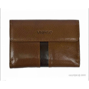 Portefeuille en cuir marron femme - Dimension (L x h) : 16 x 11 cm - Poche à 2 compartiments