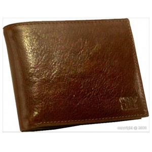 Portefeuille en cuir marron pour homme - Dimension (L x h)  : 12,5 x 10 cm - 3 compartiments