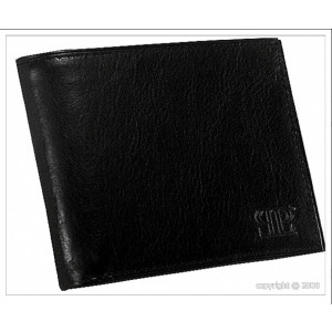 Portefeuille noir en cuir de vachette - Dimension (L x h)  : 12,5 x 10 cm - 3 compartiments