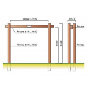 Portique limitateur hauteur bois H 2.10 m - Hauteur Passage : 2.10 m