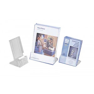 Portoir avec maintien pour brochures - Plexiglas cristal épaisseur 3mm - Capacité : 45 mm - Lot de 4 pièces