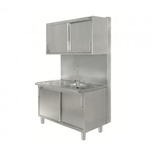 Poste de plonge en inox - En inox AISI 304L - Dim( L x P x H )  : 600 x 450 x 300 mm - 1 meuble bas   1 meuble égouttoir