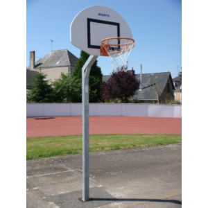 Poteau basket de rue simple panneau polyester - Hauteur cercle : 2.60 m - Déport : 0,60 m 