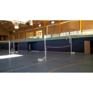 Poteaux d'entraînement de volley - Aluminium - Déport 0,60 m - avec roulettes 