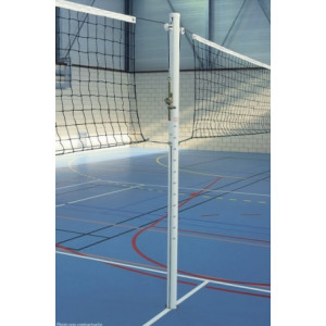 Poteaux de volley ball d'entraînement en aluminium - Hauteur hors sol : 2,56 m - Aluminium plastifié