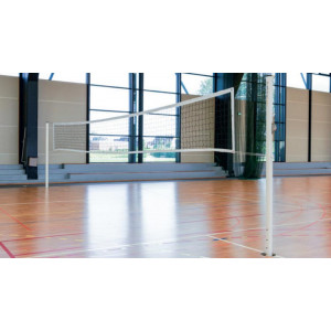 Poteaux de volley ball scolaires en acier - Hauteur hors sol : 2,56 m - Acier galvanisé - Treuil à crémaillère
