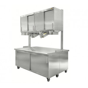 Potence cuisine - Matière : inox AISI 304L- Se fixe sur le plan de travail- Longueur :  1350 - 1800 mm