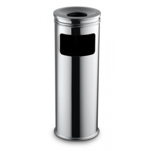 https://www.techni-contact.site/ressources/images/produits/merchandising/poubelle-avec-cendrier-12-l-63745173-1.jpg - Capacité : 12 L – Acier inoxydable - Dimensions : H.600 x Ø190 mm