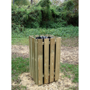 Poubelle carrée en bois - Hauteur: 1000mm - Capacité: 100L - Avec ou sans couvercle