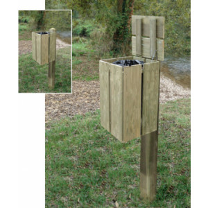 Poubelle carrée en bois 50 litres -  Hauteur : 580 mm - Contenance 50 L - A sceller