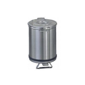 Poubelle cylindrique en inox - Diamètre : 460 mm - Hauteur : 605 mm