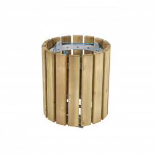 Poubelle d'extérieur cylindrique en bois - Capacité : 50 L - Dimensions (Ø x H) : 50 x 60 cm