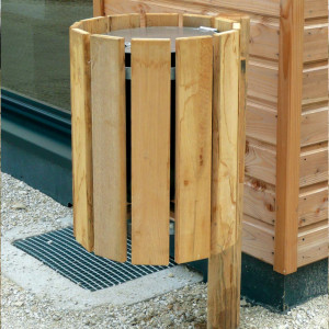 Poubelle ronde en bois de 50 litres - Hauteur : 580 mm - Capacité : 50 litres - Pin traité