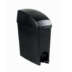 https://www.techni-contact.site/ressources/images/produits/merchandising/poubelle-sanitaire-a-pedale-pour-hygiene-feminine-98392739-1.jpg - ABS noir - Capacité : 15 L - Ouverture a trappe - Dimensions (LxPxH) : 174 x 428 x 480 mm