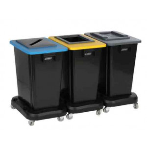 https://www.techni-contact.site/ressources/images/produits/merchandising/poubelle-tri-selectif-3-bacs-60-l-sur-roulettes-57791212-1.jpg - Capacité : 3 x 60 L - Polypropylène - Noir