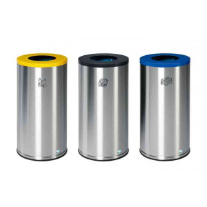 https://www.techni-contact.site/ressources/images/produits/merchandising/poubelle-tri-selectif-70-l-29232275-1.jpg - Volume : 70 L - Corps En acier inoxydable brossé – 3 couleurs de Tête