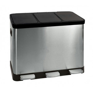 https://www.techni-contact.site/ressources/images/produits/merchandising/poubelle-tri-selectif-interieur-a-pedale-15935257-1.jpg - Corps en inox brossé - Couvercle en plastique - Capacité : 3 x 15 L - Dimensions (L x P x H) 585 x 370 x 430 mm