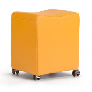 Pouf à roulettes en cuir - Hauteur d'assise du pouf : 49 cm