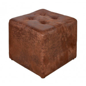 Pouf en peau synthétique - Dimensions : 41 x 41 x 38 cm