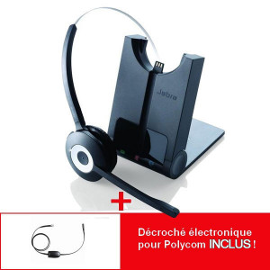 Pour poste Polycom : Jabra Pro 920 + cordon électronique décroché à distance - Casque Téléphone sans Fil - GN920POL-Jabra GN