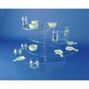 Présentoir pour buffet plexi - Hauteur totale: 40 cm - 4 étages - Espace entre chaque étage: 8 cm