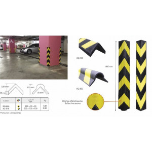 Profilé protection d'angle industriel en caoutchouc - Dimensions : 800 x 90 x 90 / 800 x 100 x 100 mm - Modèles : Arrondi ou Plat