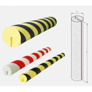 Protection mousse d'angle souple - Longueurs : 730 / 980 mm - Coloris : Rouge/blanc ou Jaune/noir