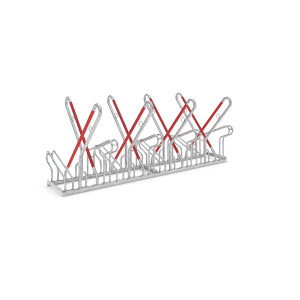 Rack à vélo 8 places avec rampe pour cadenas  - Dimension : L x P x H :  2160 x 710 x 845 mm - Pour 8 vélos - avec rampe pour cadenas