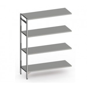 Rayonnage de cuisine d'angle - Matière :  inox AISI 304L brossé - Dim ( L x l x H) : 1000 x 500 x 1800 mm- 2x4 crochets d’angle