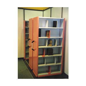 Rayonnage mobile bibliothèque Manuel - 2 types de rails: guidage et roulement