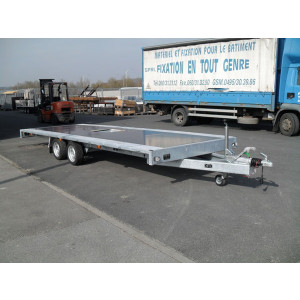 Remorque porte engin grand plateau - Double essieux - PTAC : 3500 kg