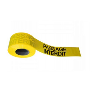 https://www.techni-contact.site/ressources/images/produits/merchandising/rubalise-passage-interdit-19768342-1.jpg - Polyéthylène - Largeur : 75 mm - Longueur : 250 m - Message : Passage interdit