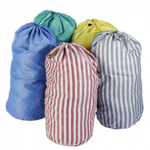 Sac à linge rayé en polyester - Volume : 70 litres soit environ 12 kg de linge - 100% polyester