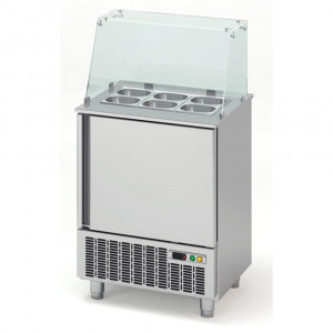 Saladette pour fast-food - Inox - 0°C/ 8°C - avec pare-haleine - 1 à 5 portes