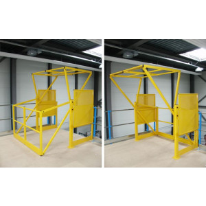 SAS de sécurité à palettes jaune - Protection des employés et des marchandises dans un entrepôt 