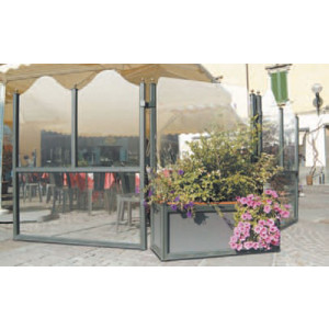 Séparation pour terrasse avec jardinière - Aluminium / Verres - Longueur : 102.5 cm - Hauteur : 150 cm