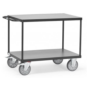 https://www.techni-contact.site/ressources/images/produits/merchandising/servante-d-atelier-avec-2-plateaux-en-bois-62272293-1.jpg - Charge : 500 ou 600 Kg - 2 plateaux en mélaminé - 4 dimensions disponibles