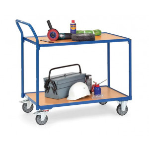 https://www.techni-contact.site/ressources/images/produits/merchandising/servante-d-atelier-avec-barre-de-poussee-verticale-13823254-1.jpg - Charge : 300 kg - 2 ou 3 plateaux en mélaminé - Barre de poussée verticale