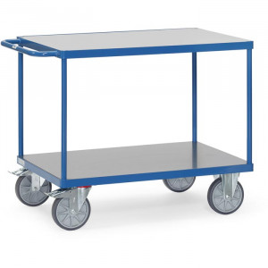 https://www.techni-contact.site/ressources/images/produits/merchandising/servante-d-atelier-avec-plateaux-en-pvc-52565797-1.jpg - Charge : 500 ou 600 kg - Roues TPE Ø 200 mm - Plateau en PVC dur gris foncé