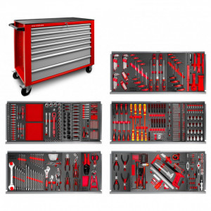 Servante d'atelier complète -  Garnie d'un set d'outils de 512 pièces