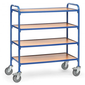 https://www.techni-contact.site/ressources/images/produits/merchandising/servante-d-atelier-pour-bacs-plastiques-34761251-1.jpg - Charge : 250 Kg - 4 plateaux en mélaminé - Charge par plateau : 60 Kg