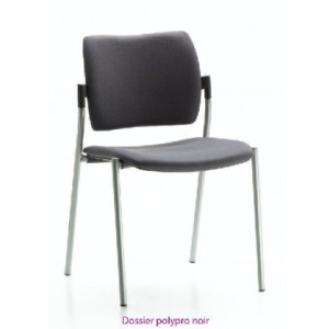 Sièges de réunion avec assise tapissée - Taille 6 -  polypro noir ou résille noir - Empilable