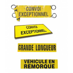 Signalisation de convois exceptionnels - Dimensions (mm) : 1000 x 250 - 1200 x 400