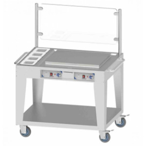 https://www.techni-contact.site/ressources/images/produits/merchandising/stand-ambulant-a-plaque-a-snacker-23134753-1.jpg - Puissance : 2 x 3 000 W / 230 V - Dimensions plaque : 510 x 609 mm