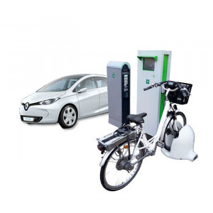 Station vélo et scooter électrique - Verrouillage et charge automatiques