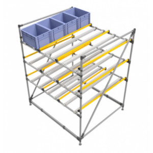 Stockeur 3 niveaux pour bac manutention - Dimensions stockeur : 1480 x 1200 x 1670 mm