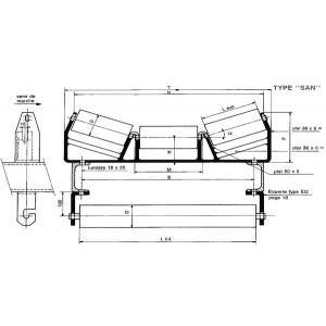 Support auge pour rouleau - 100 x 8 pour bande 1000 et 1200