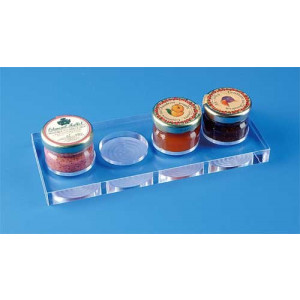 Support plexi pots de confiture - Plexiglas épaisseur 1.5 cm - Dimensions: 20/8 cm - Lot de 5 pièces