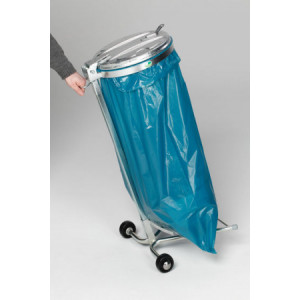 https://www.techni-contact.site/ressources/images/produits/merchandising/support-sac-poubelle-avec-couvercle-plastique-120-l-45922194-1.jpg - Capacité : 120 L - Acier galvanisé - Avec couvercle en plastique ou acier